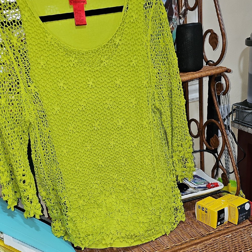 Vibrant Lime Crochet Women's Blouse